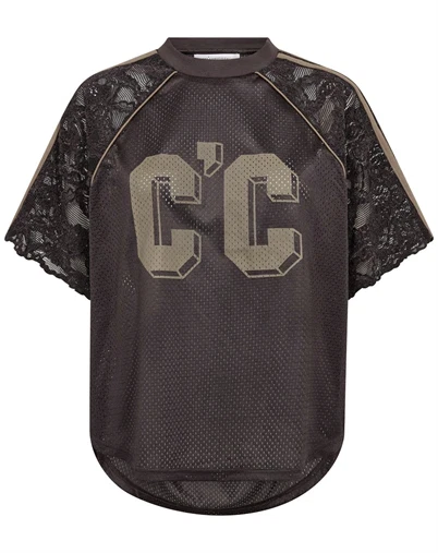 Co'Couture - TreyCC Logo Lace T-Shirt - Dark Brown